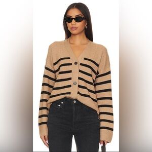 Rails Geneva Cardigan in camel black stripe